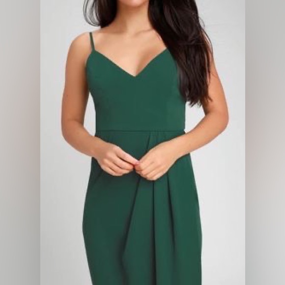 Lulus Dark Green Midi dress - Picture 2 of 5